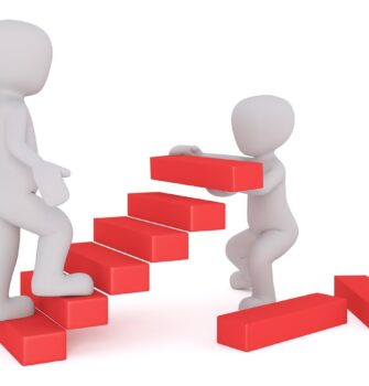 Figures climbing steps